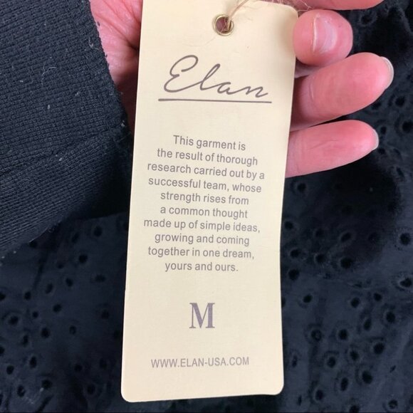 Nwt Elan Halter Black Eyelet Tank Top Medium - Picture 7 of 8